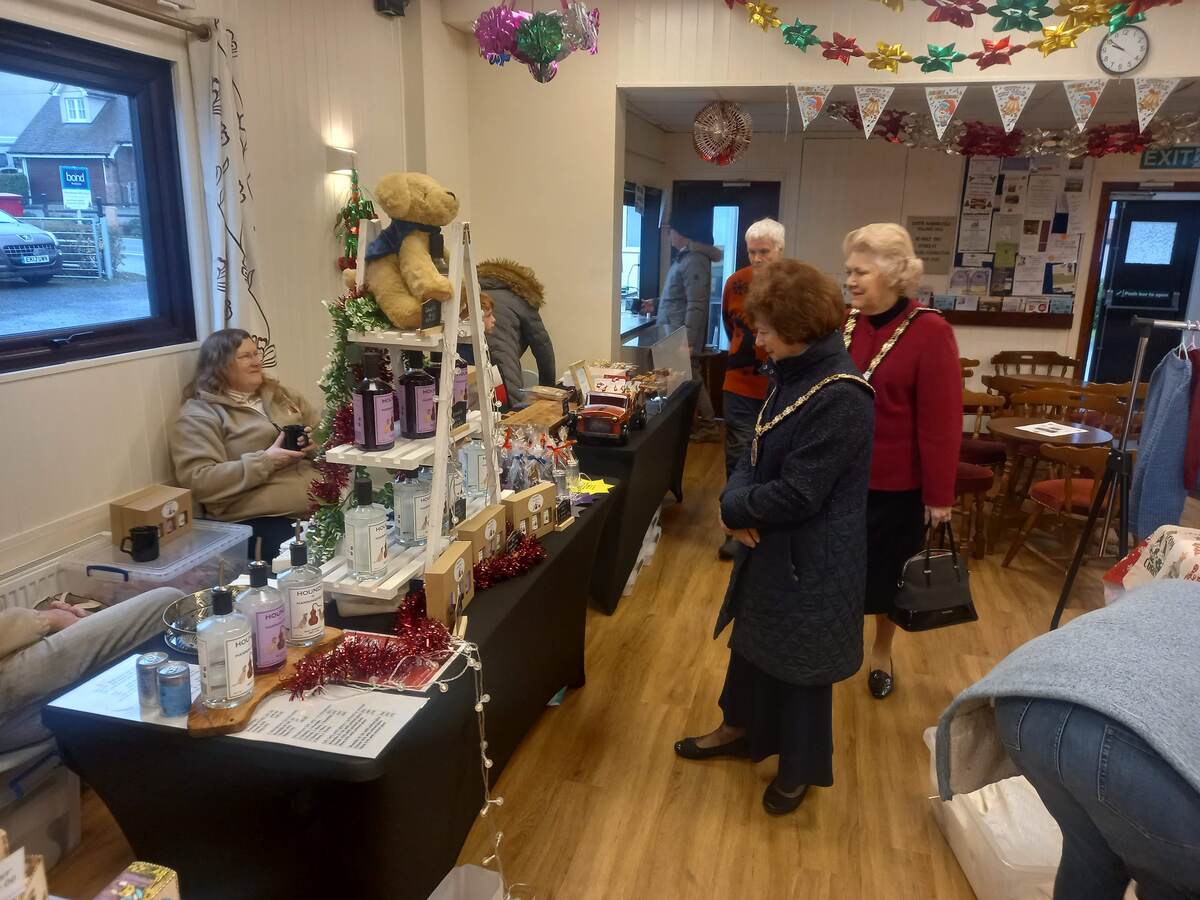 The Mayor of Chelmsford Councillor Janette Potter and Mayoress Councillor Jackie Galley browsing The Hounds of Hanningfield stall